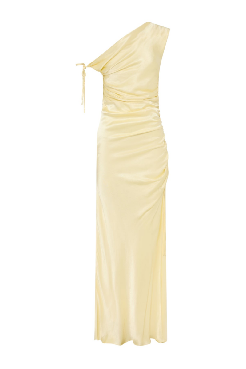 La Lune Gathered Maxi Dress - Lemon - Image 1