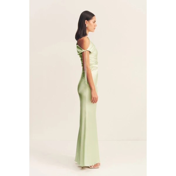 La Lune Gathered Maxi Dress - Key Lime - Image 5