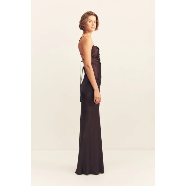 La Lune Lace Back Maxi Dress - Espresso - Image 5