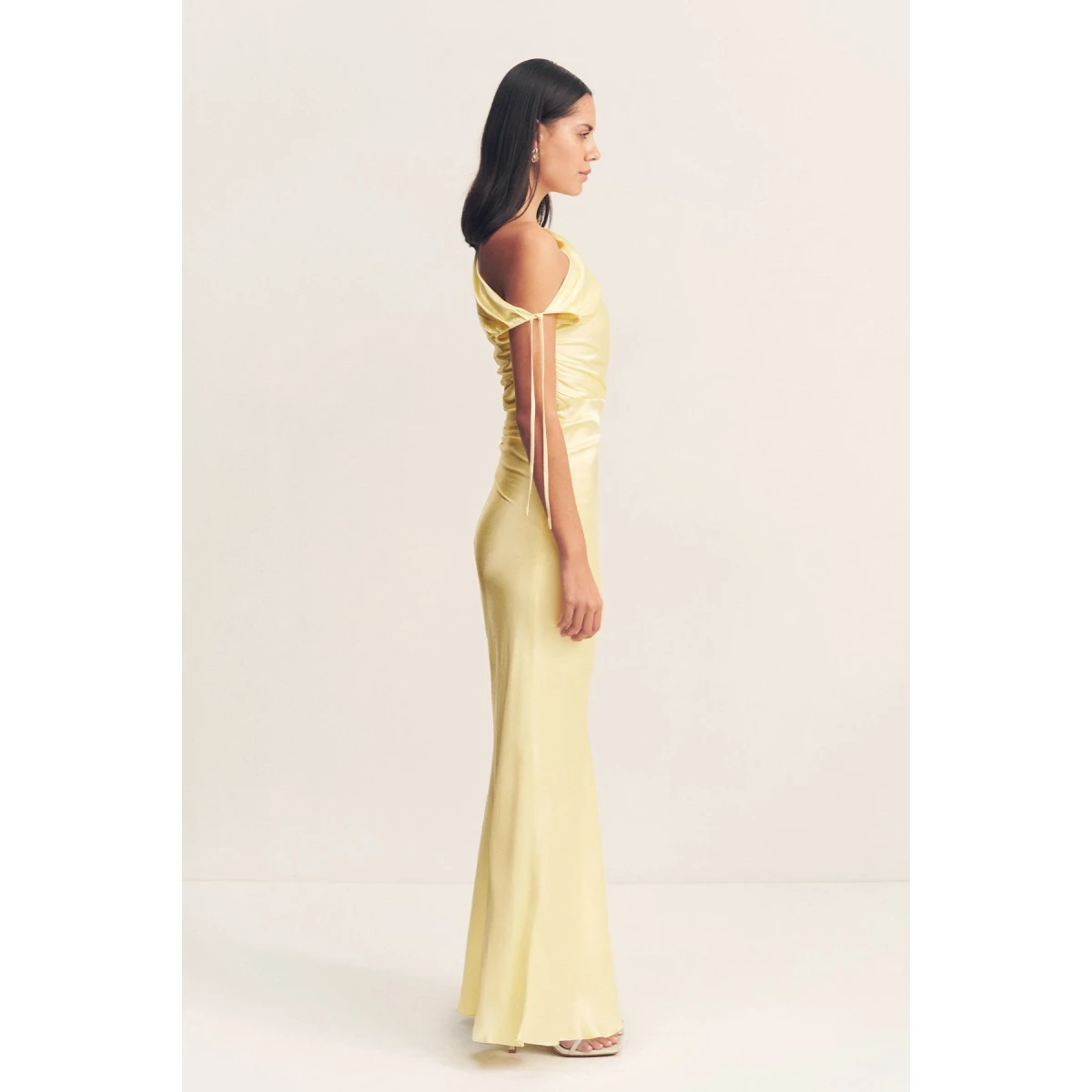 La Lune Gathered Maxi Dress - Lemon - Image 5