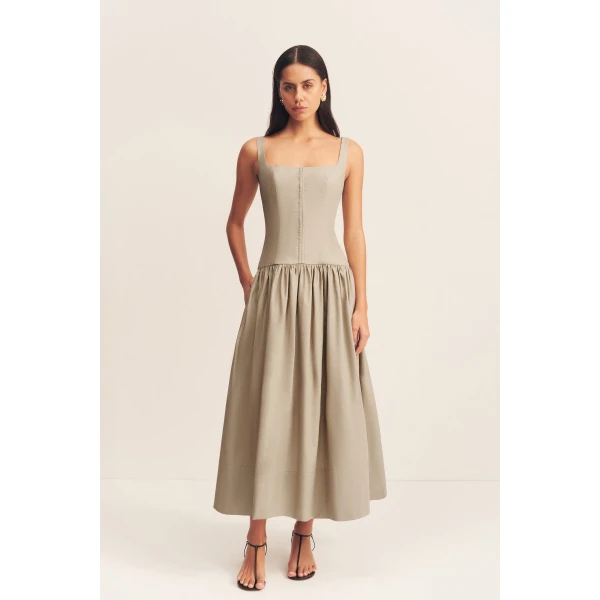 Shona Joy Cotton Midi Dress  Garden Party with relaxed fit and minimalist silhouette for Minimalist Fashion or Elegant Day Clothing