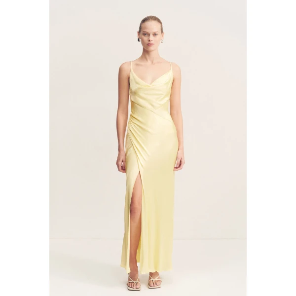 Shona Joy Satin Dress Midi Dress  Garden Party with relaxed fit and minimalist silhouette for Minimalist Fashion or Elegant Day Clothing