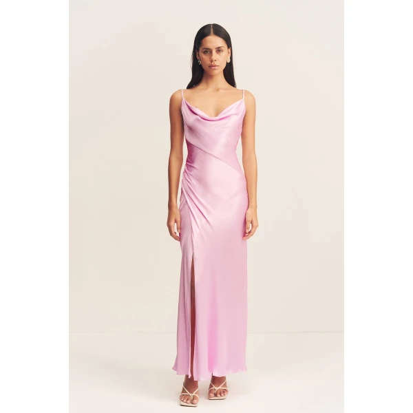 Shona Joy Satin Dress Midi Dress  Garden Party with relaxed fit and minimalist silhouette for Minimalist Fashion or Elegant Day Clothing