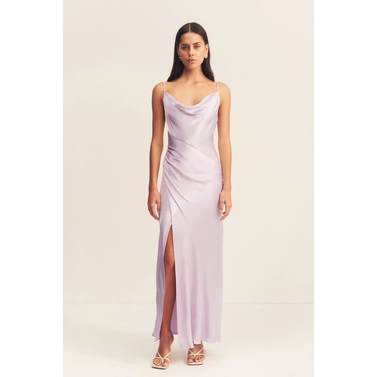 Shona Joy Satin Dress Midi Dress  Garden Party with relaxed fit and minimalist silhouette for Minimalist Fashion or Elegant Day Clothing