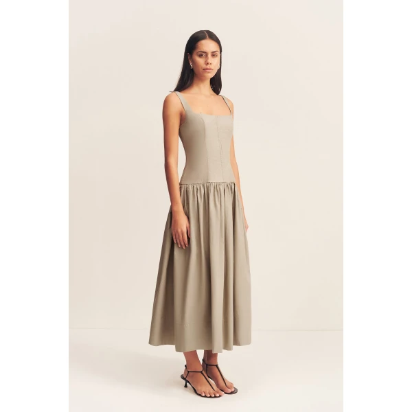 Maiori Square Neck Midi Dress - Laurel Oak - Image 3