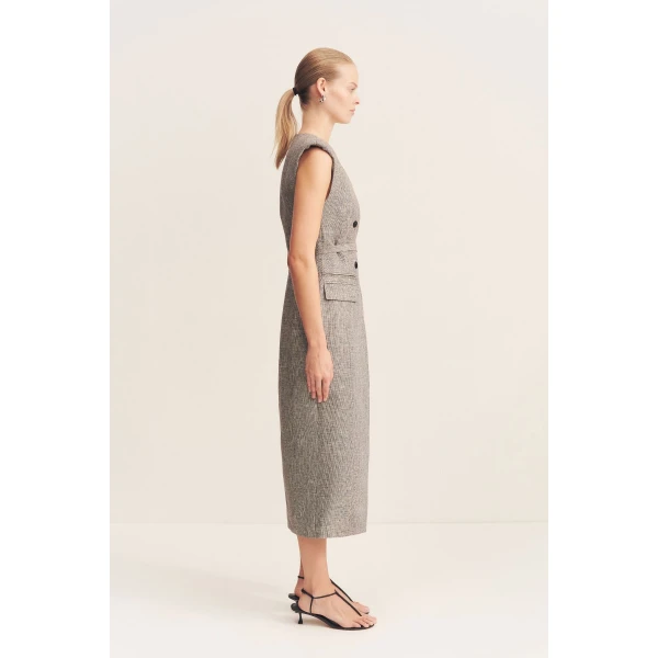 Elliot Tailored Midi Dress - Concrete - Image 3