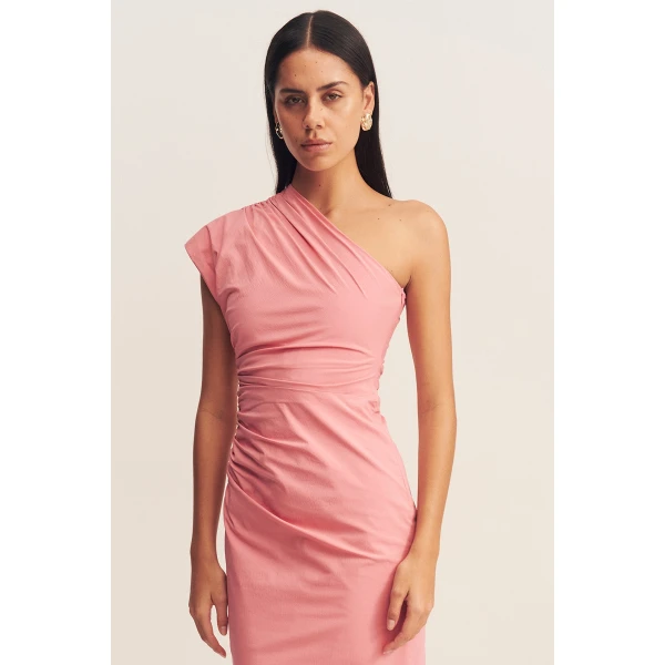 Campbell Asymmetrical Midi Dress - Bubblegum - Image 3