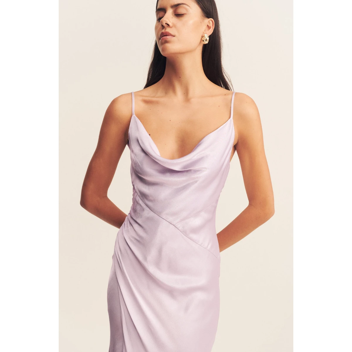 La Lune Cowl Neck Midi Dress - Lilac - Image 3
