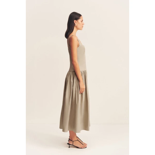 Shona Joy Cotton Midi Dress  Garden Party with relaxed fit and minimalist silhouette for Minimalist Fashion or Elegant Day Clothing