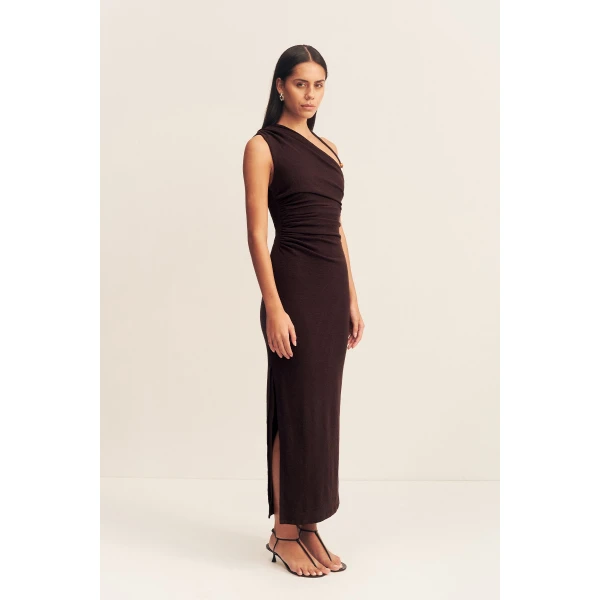 Shona Joy Asymmetrical Midi Dress  Garden Party with relaxed fit and minimalist silhouette for Minimalist Fashion or Elegant Day Clothing