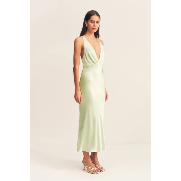 Shona Joy Satin Dress Midi Dress  Garden Party with relaxed fit and minimalist silhouette for Minimalist Fashion or Elegant Day Clothing