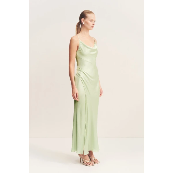 Shona Joy Satin Dress Midi Dress  Garden Party with relaxed fit and minimalist silhouette for Minimalist Fashion or Elegant Day Clothing