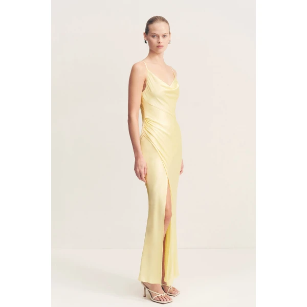 Shona Joy Satin Dress Midi Dress  Garden Party with relaxed fit and minimalist silhouette for Minimalist Fashion or Elegant Day Clothing