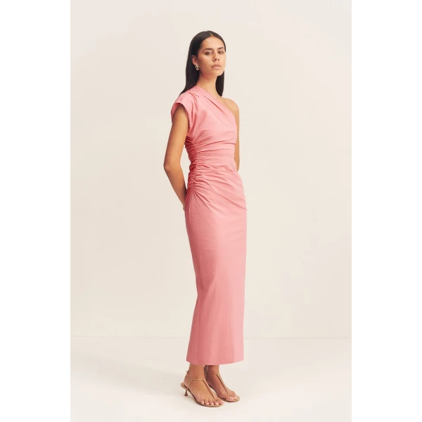 Shona Joy Asymmetrical Midi Dress  Garden Party with relaxed fit and minimalist silhouette for Minimalist Fashion or Elegant Day Clothing
