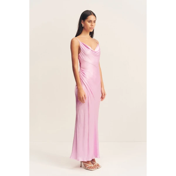 Shona Joy Satin Dress Midi Dress  Garden Party with relaxed fit and minimalist silhouette for Minimalist Fashion or Elegant Day Clothing