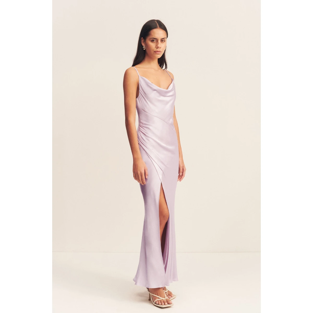 Shona Joy Satin Dress Midi Dress  Garden Party with relaxed fit and minimalist silhouette for Minimalist Fashion or Elegant Day Clothing