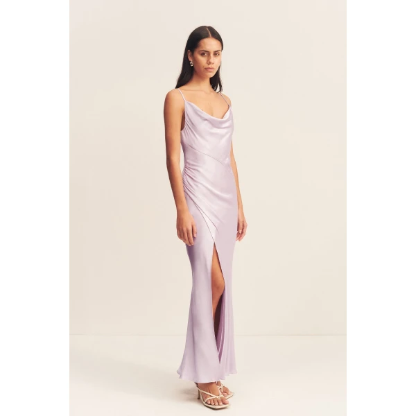 Shona Joy Satin Dress Midi Dress  Garden Party with relaxed fit and minimalist silhouette for Minimalist Fashion or Elegant Day Clothing