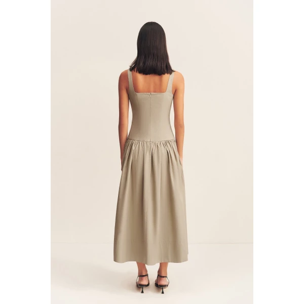 Maiori Square Neck Midi Dress - Laurel Oak - Image 5
