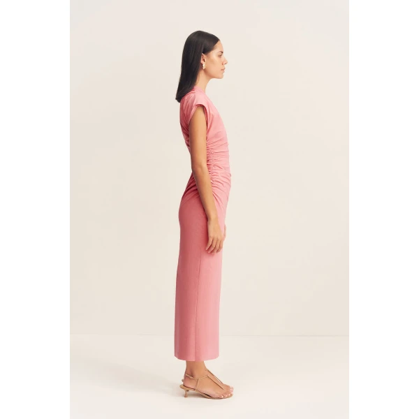 Campbell Asymmetrical Midi Dress - Bubblegum - Image 5