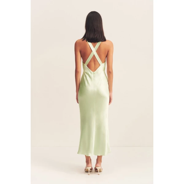 Shona Joy Satin Dress Midi Dress  Garden Party with relaxed fit and minimalist silhouette for Minimalist Fashion or Elegant Day Clothing