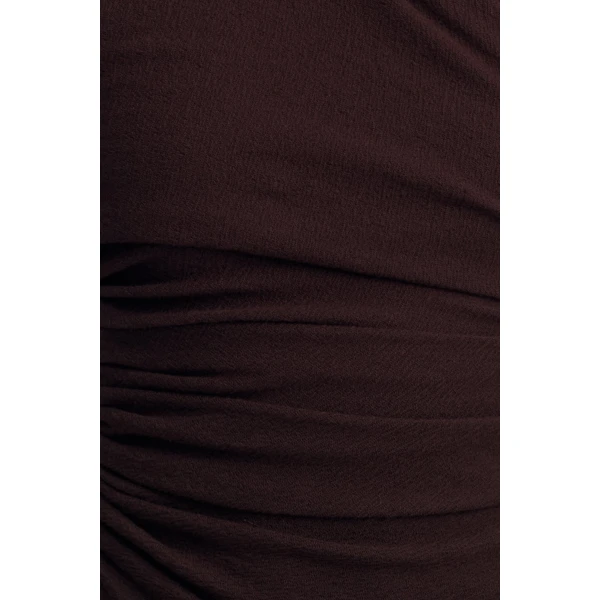 Beau Gathered Asymmetrical Midi Dress - Espresso - Image 7