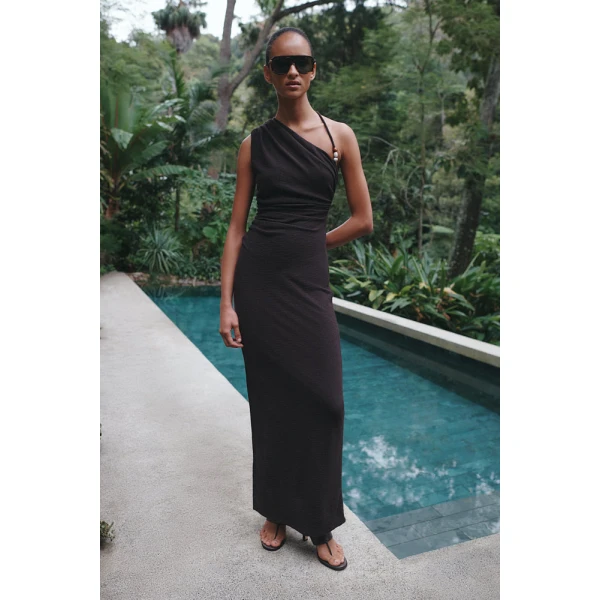 Shona Joy Asymmetrical Midi Dress  Garden Party with relaxed fit and minimalist silhouette for Minimalist Fashion or Elegant Day Clothing