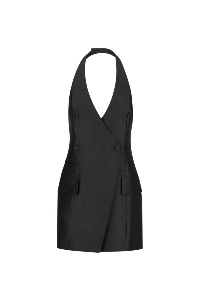 Otis Tailored Wrap Mini Dress - Black - Image 1