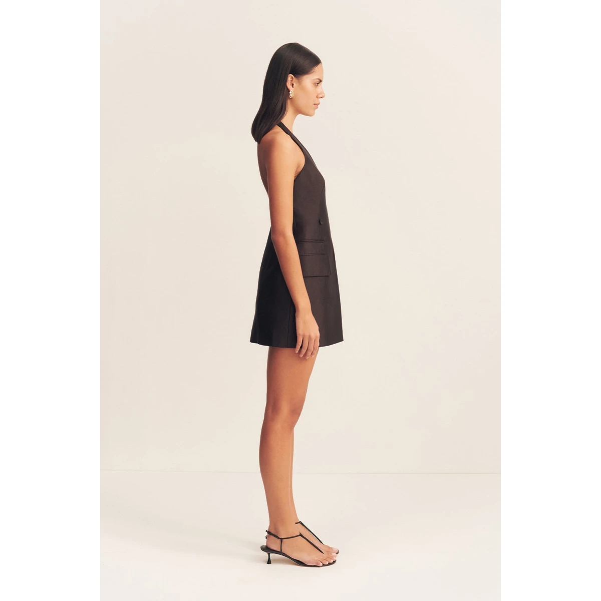 Otis Tailored Wrap Mini Dress - Black - Image 5