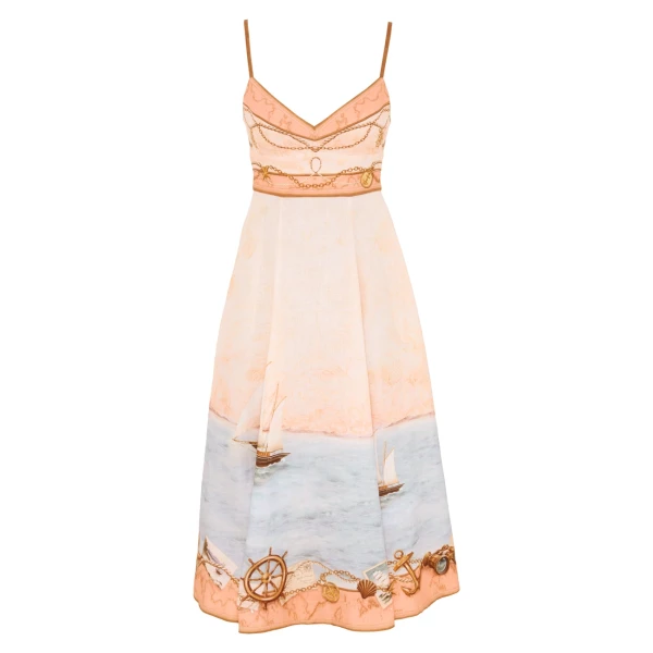 Elevate your elegance in this Zimmermann Clothing Linen Midi Dress from the 2025 resort wear edit