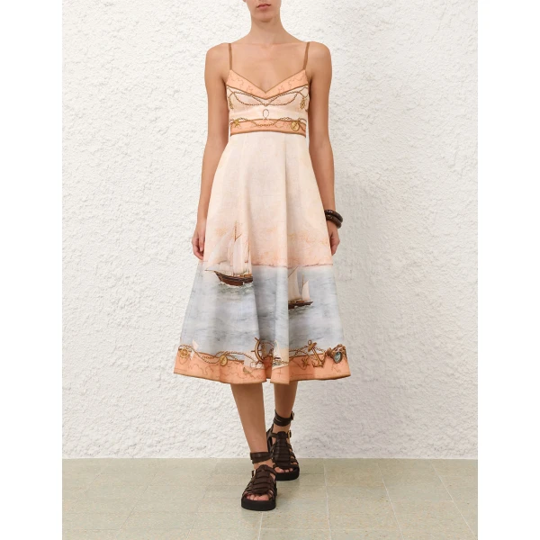 Elevate your elegance in this Zimmermann Clothing Linen Midi Dress from the 2025 resort wear edit