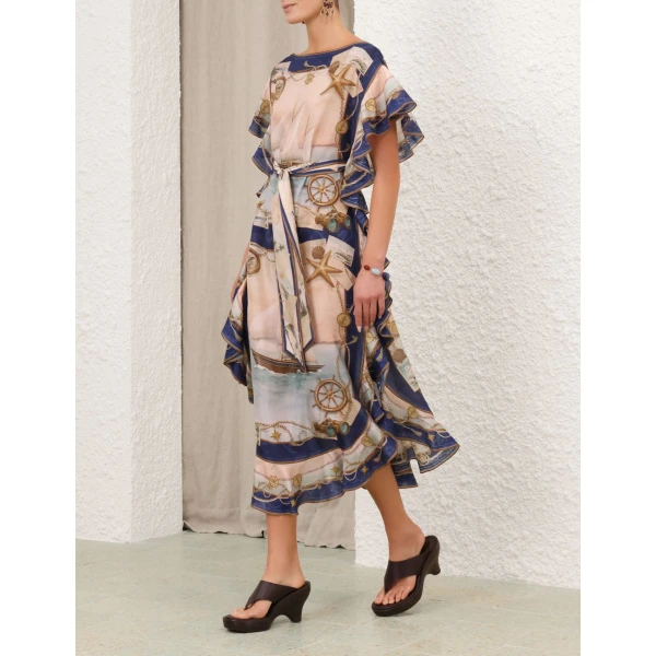Elevate your elegance in this Zimmermann Clothing Silk Midi Dress from the 2025 resort wear edit