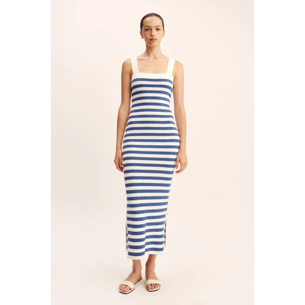 Posse Ari Dress - Blue Stripe – sustainable Dresses in Blue from Australian designer at Coveti.