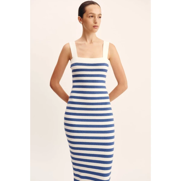 Posse Ari Dress - Blue Stripe – sustainable Dresses in Blue from Australian designer at Coveti.