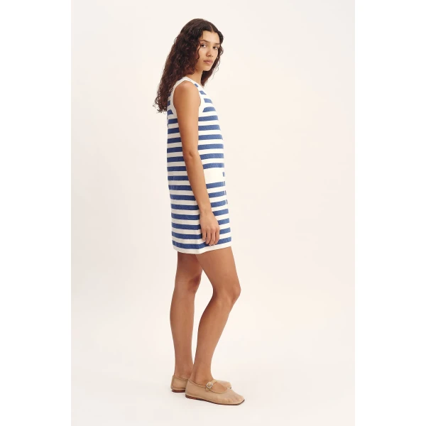 Posse Ari Mini Dress - Blue Stripe – sustainable Dresses in Blue from Australian designer at Coveti.