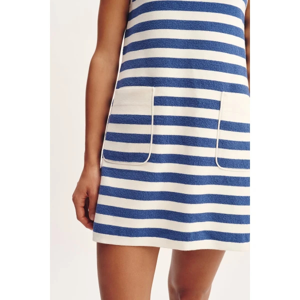 Posse Ari Mini Dress - Blue Stripe – sustainable Dresses in Blue from Australian designer at Coveti.