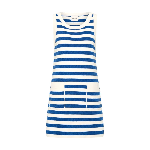 Posse Ari Mini Dress - Blue Stripe – sustainable Dresses in Blue from Australian designer at Coveti.