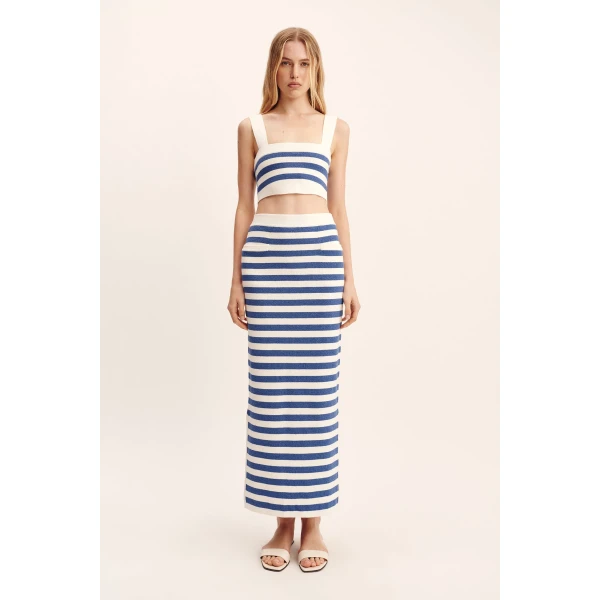 Posse Ari Skirt - Blue Stripe – sustainable Skirts in Blue from Australian designer at Coveti.