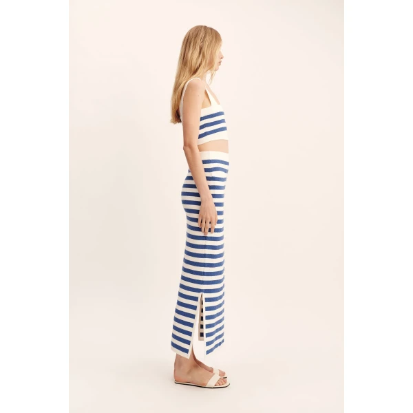 Posse Ari Skirt - Blue Stripe – sustainable Skirts in Blue from Australian designer at Coveti.