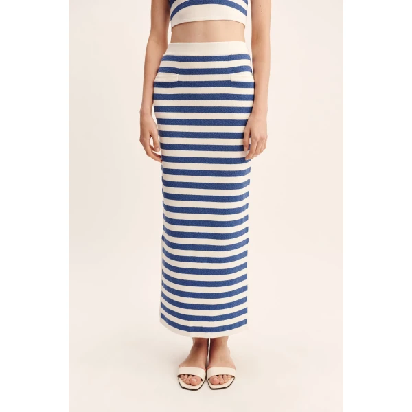 Posse Ari Skirt - Blue Stripe – sustainable Skirts in Blue from Australian designer at Coveti.