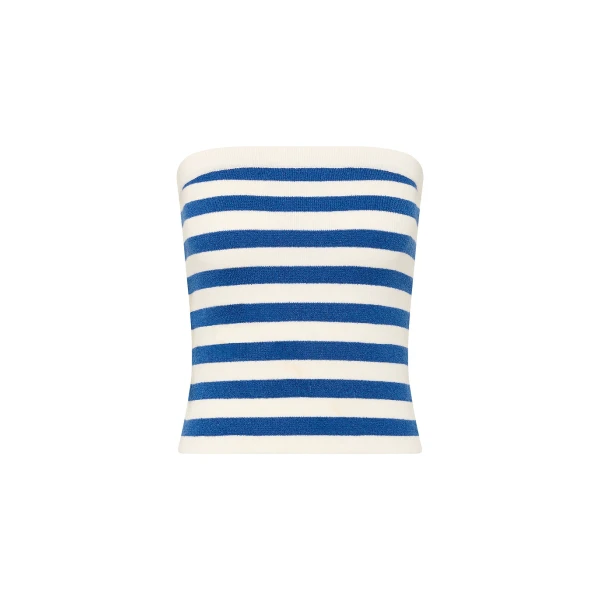 Posse Ari Strapless Top - Blue Stripe – sustainable Tops in Blue from Australian designer at Coveti.
