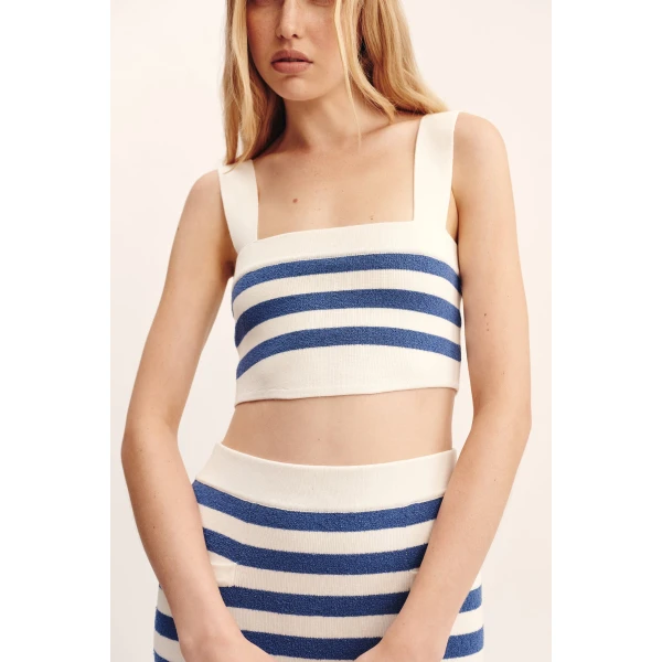 Posse Ari Top - Blue Stripe – sustainable Tops in Blue from Australian designer at Coveti.