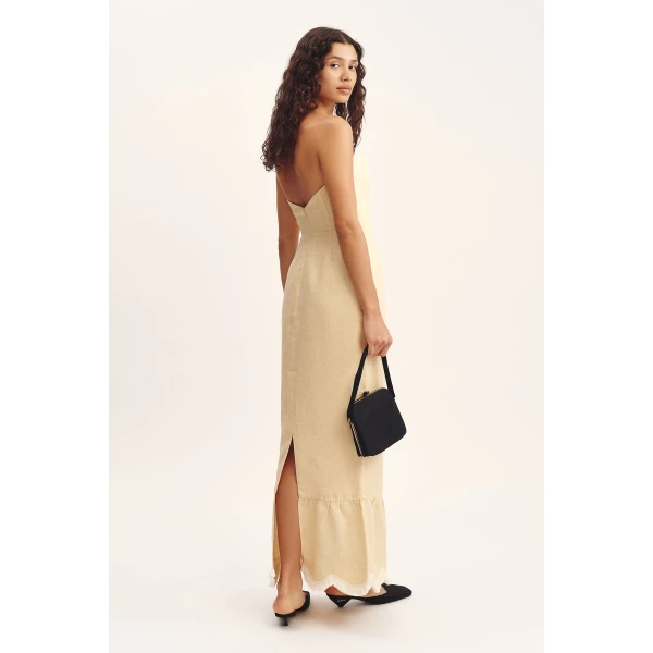 Posse Essie Strapless Dress - Dusty Citron – sustainable Dresses in Yellow from Australian designer at Coveti.
