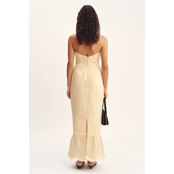 Posse Essie Strapless Dress - Dusty Citron – sustainable Dresses in Yellow from Australian designer at Coveti.
