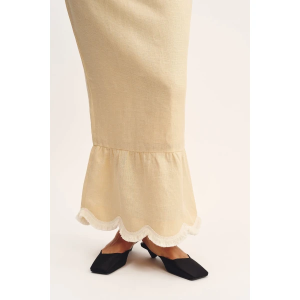 Posse Essie Strapless Dress - Dusty Citron – sustainable Dresses in Yellow from Australian designer at Coveti.