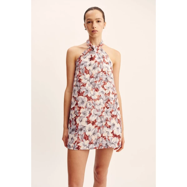 Posse Luna Halter Mini Dress - Lily Garden – sustainable Dresses in Multicolour from Australian designer at Coveti.