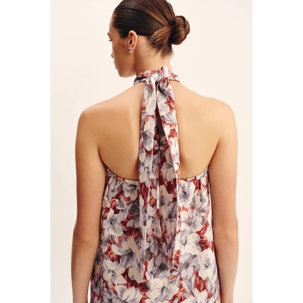 Posse Luna Halter Mini Dress - Lily Garden – sustainable Dresses in Multicolour from Australian designer at Coveti.