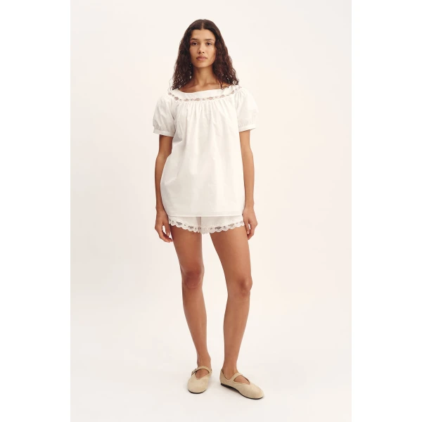 Posse Marilyn Blouse - Vintage White – sustainable Tops in White from Australian designer at Coveti.