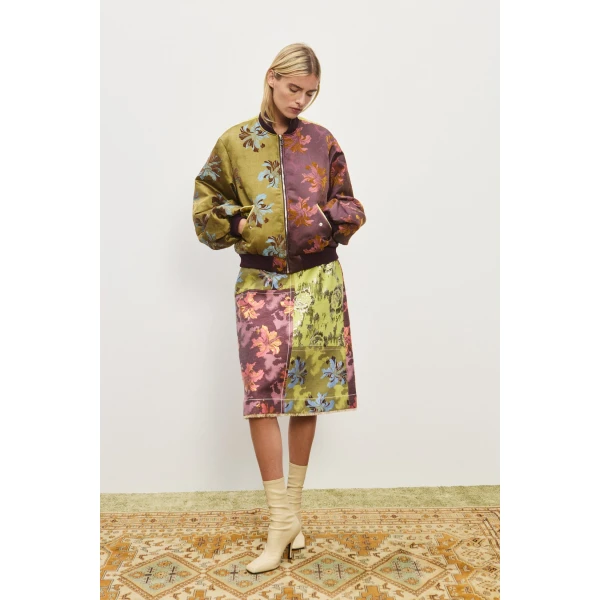 Alemais Contemporary Wardrobe Jacket Adriana Jacquard Bomber Jacket — designer powerwear from Coveti