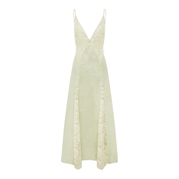Alemais Contemporary Wardrobe Dress_Midi Apollonia Pistachio Slip Dress — designer powerwear from Coveti