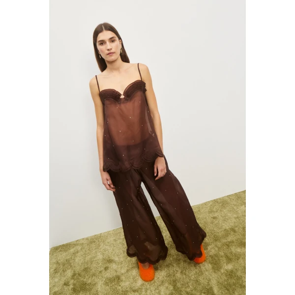 Alemais Carmelo Silk Top — designer powerwear from Coveti